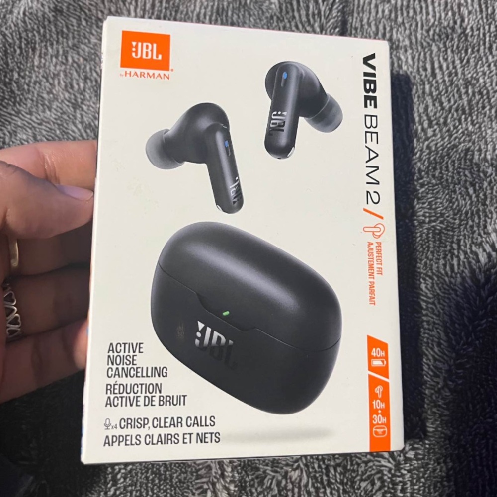 JBL Vibe Beam 2 Black Earbuds with Noise Cancellation